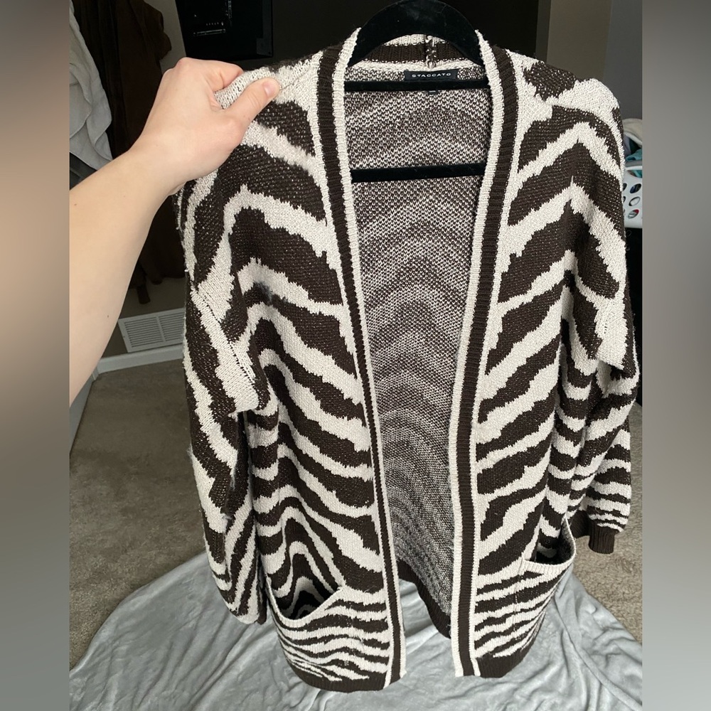 Staccato Zebra Print Cardigan in Brown and Tan